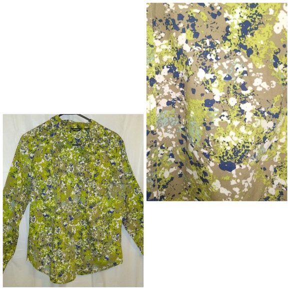 Eddie Bauer Tops - Eddie Bauer Button Up Green Blue Tan White XLarge